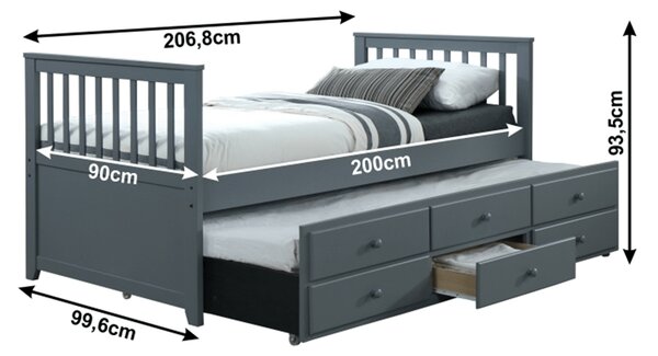 Jednostruki krevet 90 cm Ahlan (siva) (S podnicom)