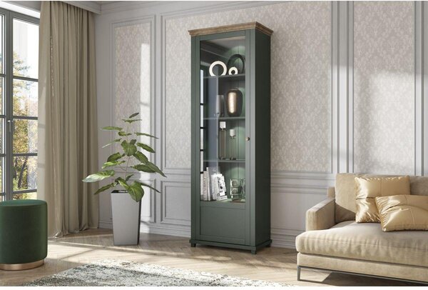 Vitrina Elvina Typ 05 (tamnozelena + hrast lefkas) (L)