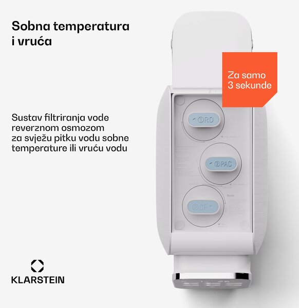 Klarstein AquaLine 3L, pročišćivač vode, 5-stupanjska filtracija, volumen 3 l, 6 temperatura vode, bijela