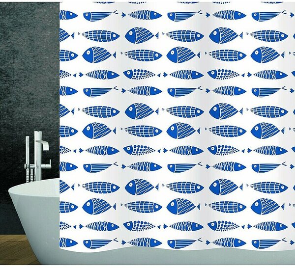 Diaqua Zavjesa za tuš Scuby (Š x V: 240 x 180 cm, Tekstil, Plavo-bijele boje)