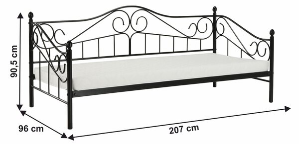 Jednostruki krevet 90 cm Danina (crna) (s podnicom)