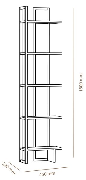 Regal za knjige Akka (hrast + crna)