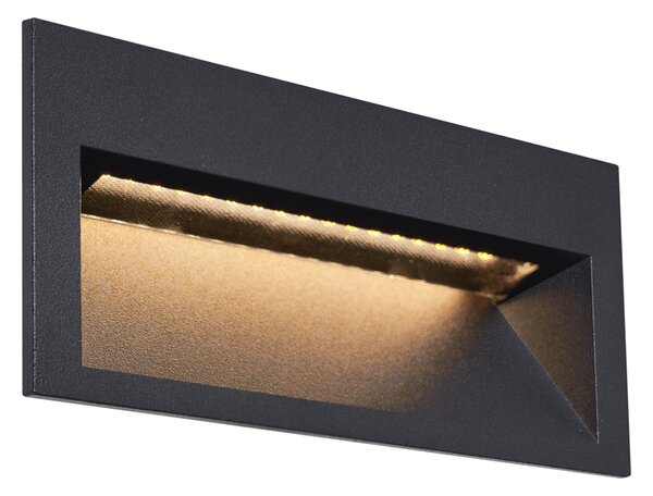 Moderna ugradbena zidna svjetiljka crna 16cm uklj. LED IP65 - Mert