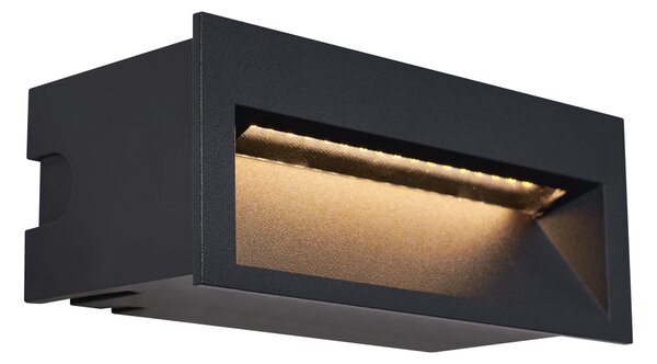 Set od 6 modernih ugradbenih zidnih svjetiljki crne boje 16 cm uklj. LED IP65 - Mert