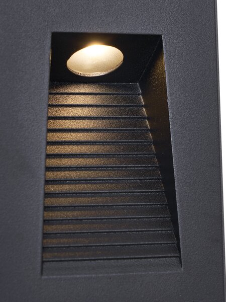 Set od 6 modernih ugradbenih zidnih svjetiljki crne boje 7 cm uklj. LED IP65 - Trem