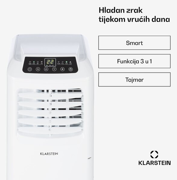 Klarstein Pure Blizzard 3 2G, 808 W/7000 BTU, prijenosna klima 3 u 1, hlađenje, ventilator, odvlaživač zraka, bijeli