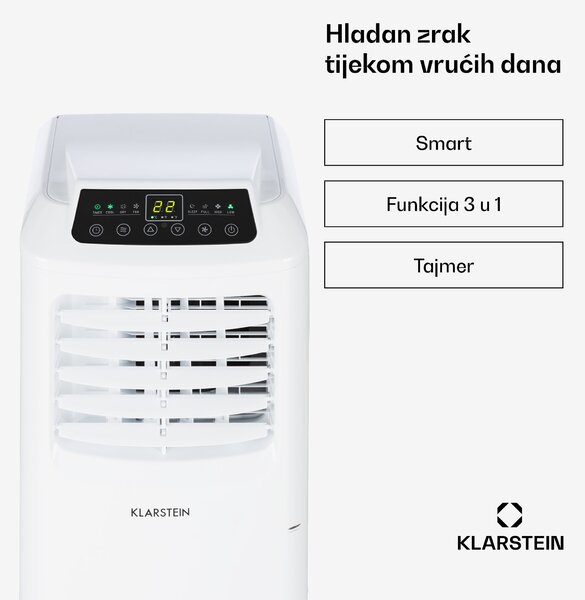 Klarstein Pure Blizzard Smart 7k, prijenosna klima, 7000 BTU/2,1 kW, energetski razred A, daljinski upravljač