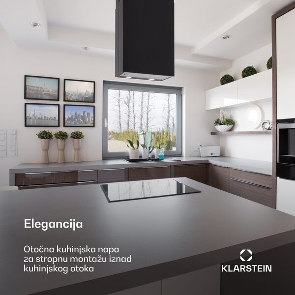 Klarstein Struktura, napa, ekstrakcija / recirkulacija, maks. 624 m³ / h, EEC A, LED, crna