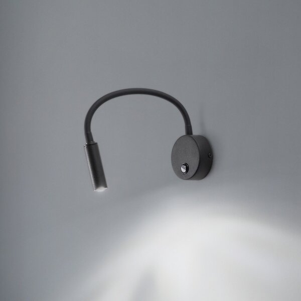 TK Lighting Zidna lampa Lagos, 45 cm, crna, za čitanje, podesiva, G9, Crno, spavaća soba, Metal, Zidna utičnica ispod