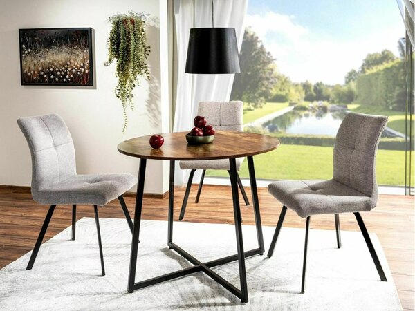 PROMOCIJA Okrugli blagovaonski stol LUNA 90 cm, rustikalno smeđi II. kvaliteta