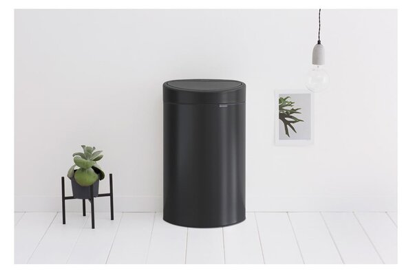 Mat crna željezna kanta za smeće na dodir 40 l Touch Bin – Brabantia
