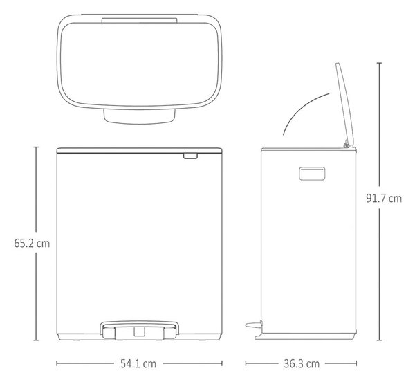 Bijela željezna kanta za smeće za odvojeni otpad/s pedalom 60 l Bo – Brabantia