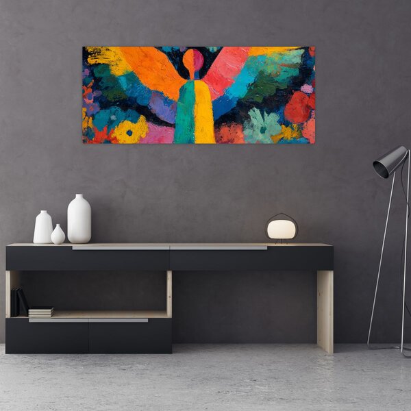 Slika - Apstraktni anđeo s cvijećem (120x50 cm)