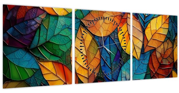 Slika - Mozaik od lišća (sa satom) (90x30 cm)