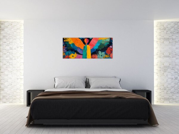 Slika - Apstraktni anđeo s cvijećem (120x50 cm)