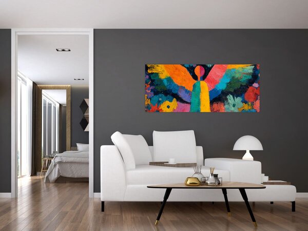 Slika - Apstraktni anđeo s cvijećem (120x50 cm)