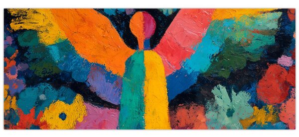 Slika - Apstraktni anđeo s cvijećem (120x50 cm)