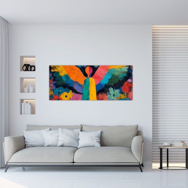 Slika - Apstraktni anđeo s cvijećem (120x50 cm)