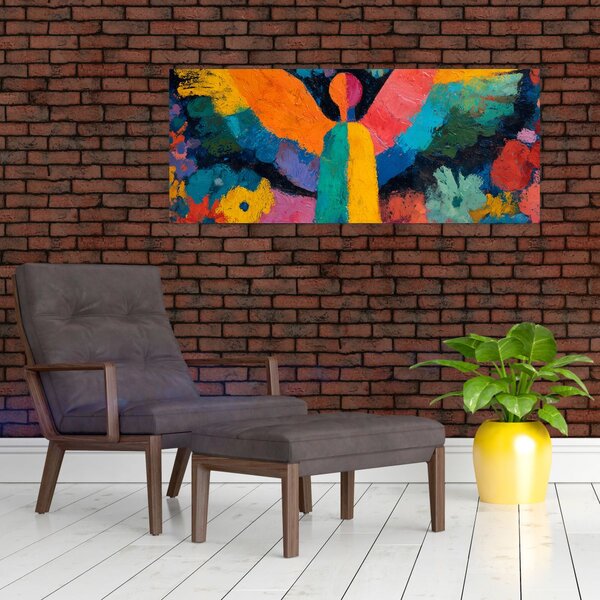 Slika - Apstraktni anđeo s cvijećem (120x50 cm)