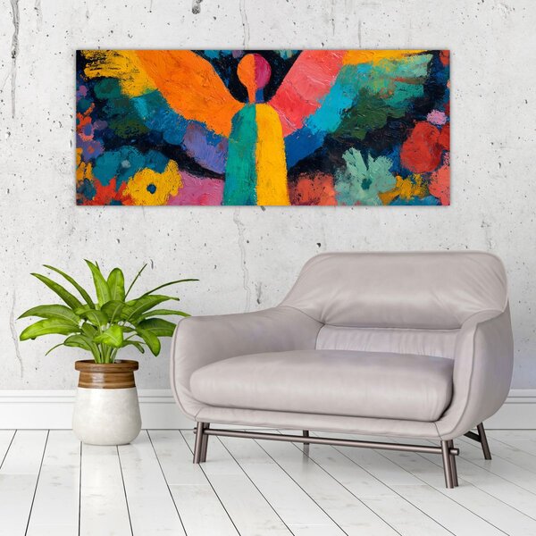 Slika - Apstraktni anđeo s cvijećem (120x50 cm)