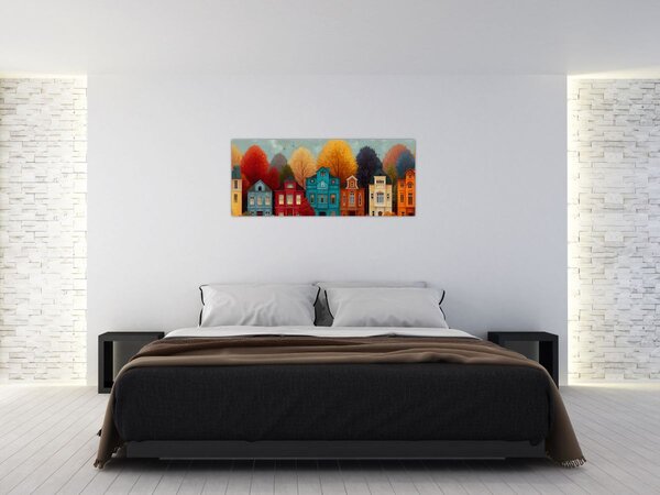 Slika - Oslikani jesenski grad (120x50 cm)