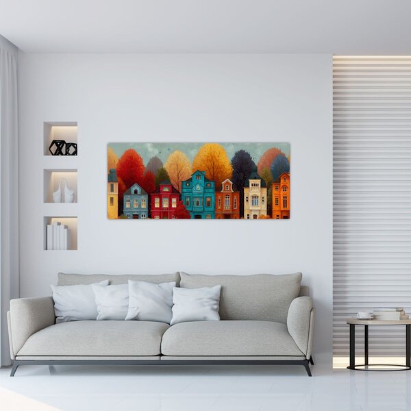 Slika - Oslikani jesenski grad (120x50 cm)