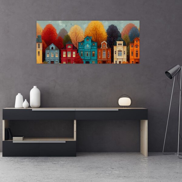 Slika - Oslikani jesenski grad (120x50 cm)