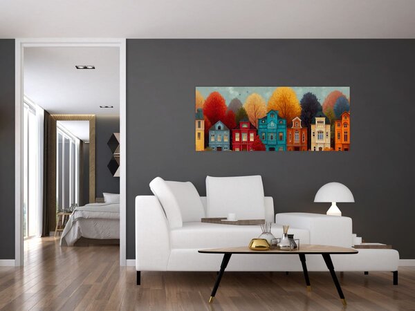 Slika - Oslikani jesenski grad (120x50 cm)