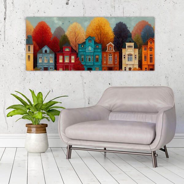 Slika - Oslikani jesenski grad (120x50 cm)