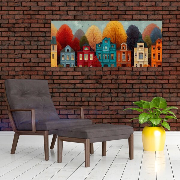 Slika - Oslikani jesenski grad (120x50 cm)