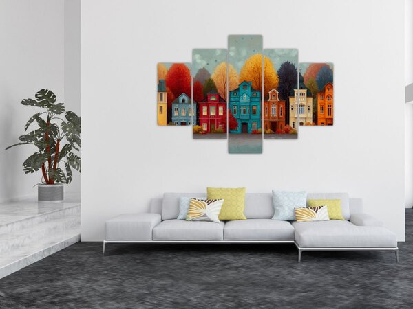 Slika - Oslikani jesenski grad (150x105 cm)
