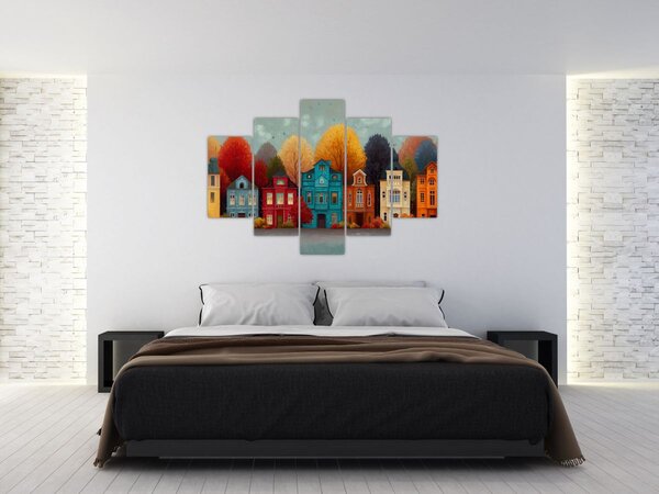 Slika - Oslikani jesenski grad (150x105 cm)