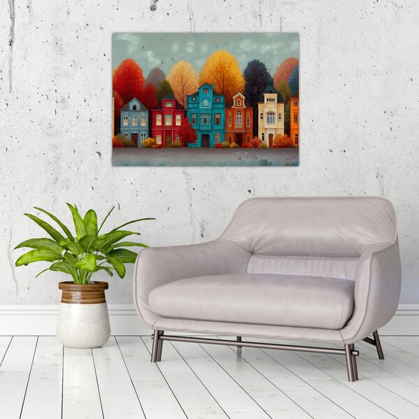 Slika - Oslikani jesenski grad (70x50 cm)