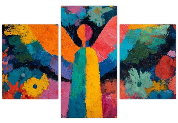 Slika - Apstraktni anđeo s cvijećem (90x60 cm)