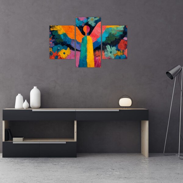 Slika - Apstraktni anđeo s cvijećem (90x60 cm)