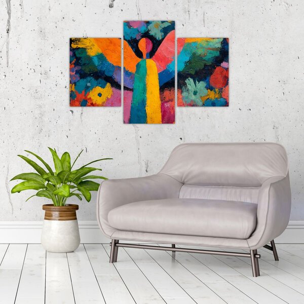 Slika - Apstraktni anđeo s cvijećem (90x60 cm)
