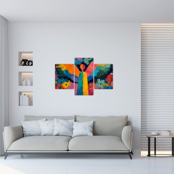 Slika - Apstraktni anđeo s cvijećem (90x60 cm)