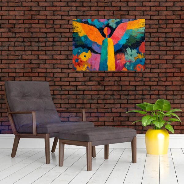 Slika - Apstraktni anđeo s cvijećem (70x50 cm)
