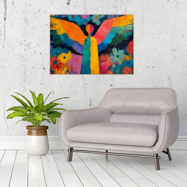 Slika - Apstraktni anđeo s cvijećem (70x50 cm)