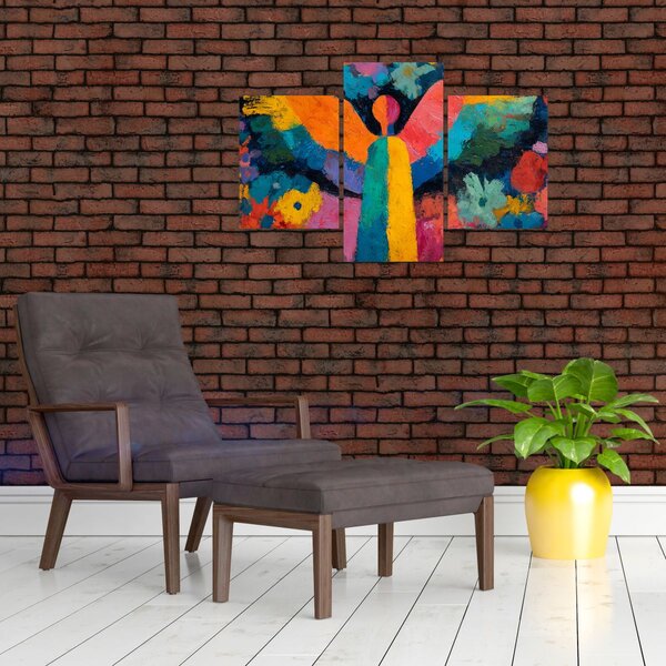 Slika - Apstraktni anđeo s cvijećem (90x60 cm)