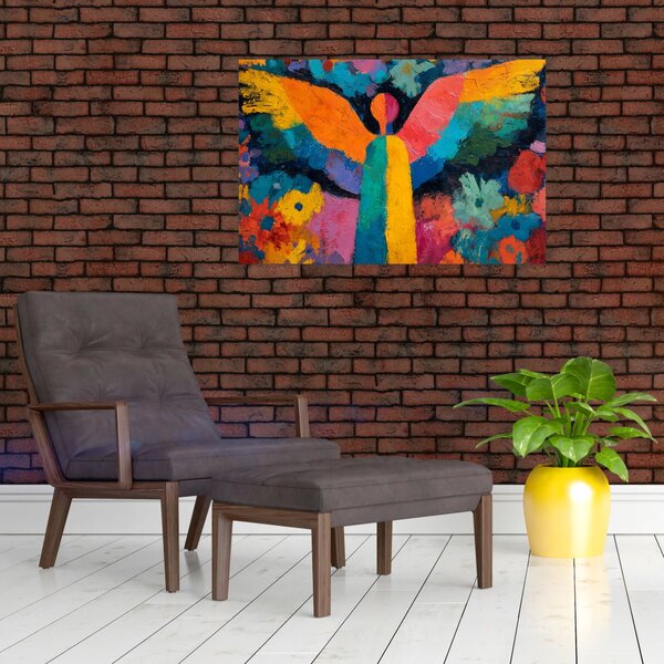 Slika - Apstraktni anđeo s cvijećem (90x60 cm)