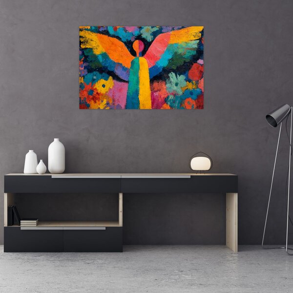 Slika - Apstraktni anđeo s cvijećem (90x60 cm)