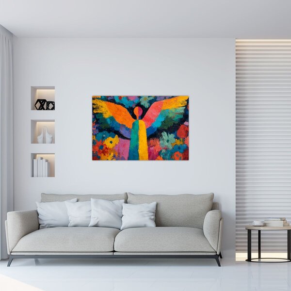 Slika - Apstraktni anđeo s cvijećem (90x60 cm)