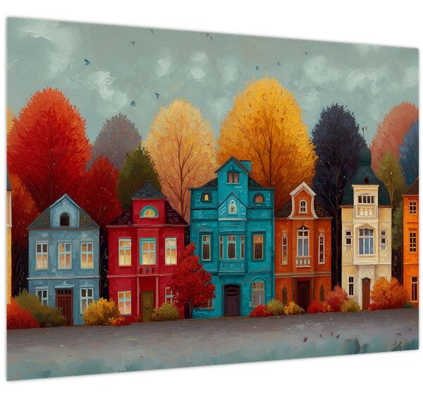 Slika - Oslikani jesenski grad (70x50 cm)