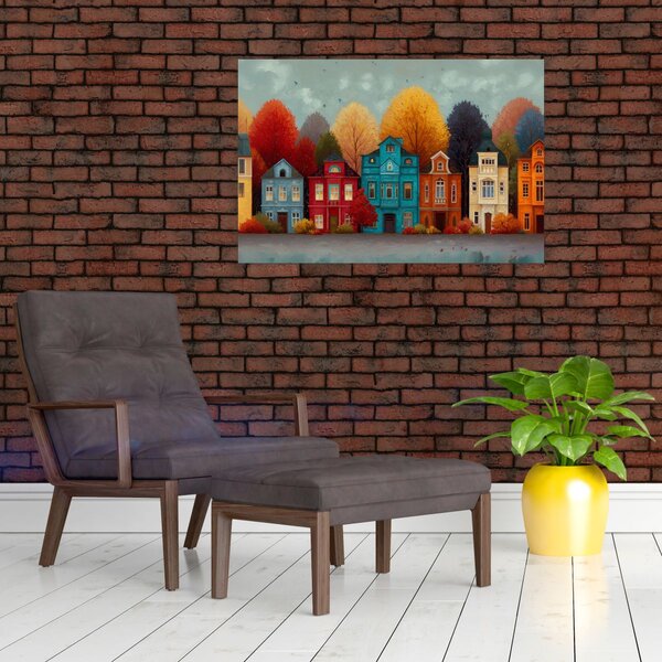 Slika - Oslikani jesenski grad (90x60 cm)