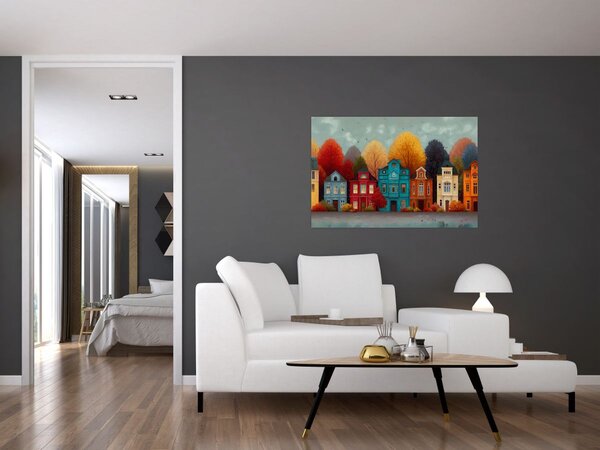 Slika - Oslikani jesenski grad (90x60 cm)