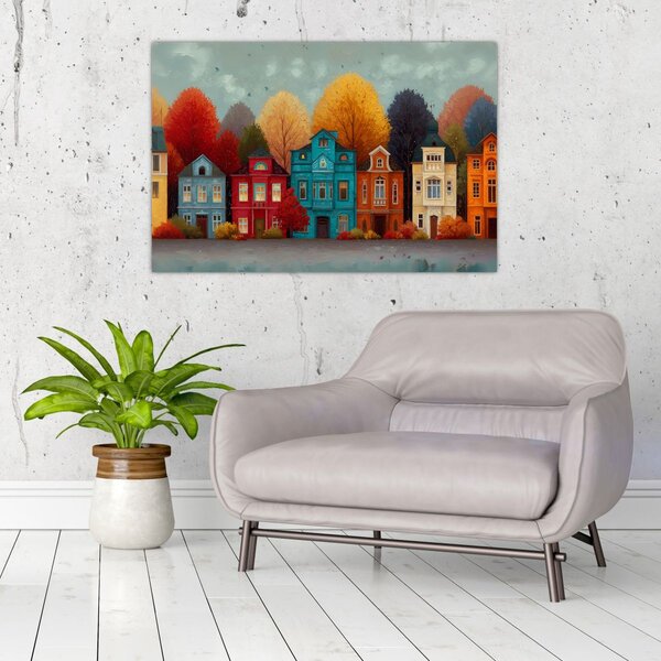 Slika - Oslikani jesenski grad (90x60 cm)