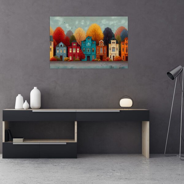 Slika - Oslikani jesenski grad (90x60 cm)
