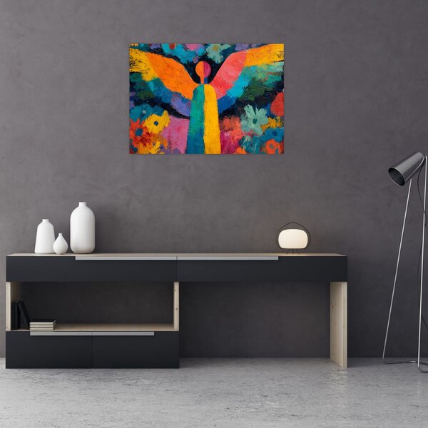 Slika - Apstraktni anđeo s cvijećem (70x50 cm)