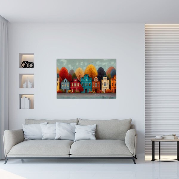 Slika - Oslikani jesenski grad (90x60 cm)